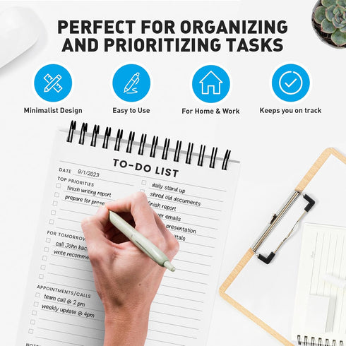 To Do List Notepad 6 Pack, 5.2 x 8" Spiral Daily Planner with 35 Sheets for Work, Note, and Todo Organization