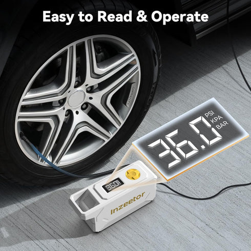 inzeetor 150 12V PSI Tire Inflator Portable Air Compressor, DC Auto Shutoff Air Pump with Digital Pressure Gauge
