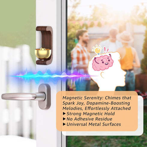 Magnetic Shopkeepers Bell for Door Opening Decorative Wooden Chime with Brass Bell,Easy Magnetic Mount