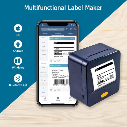 NETUM P1 Mini Label Printer, Portable Bluetooth Inkless Thermal Maker for Retail Barcode, Small Business