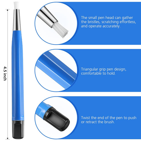 8 Pieces Pen Style Scratch Brush Set with Steel, Brass, Fiberglass, Nylon Tips for Jewelry, Watch, Coin, and Auto Body