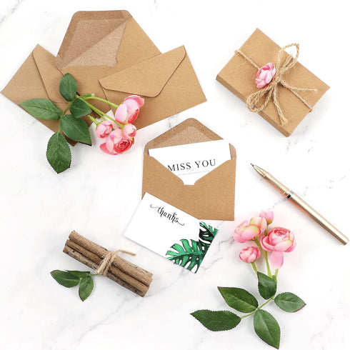 Gift Cards Envelopes Mini Brown Kraft for Small Gift Cards, Invitations, Business Notes (800 Pieces)