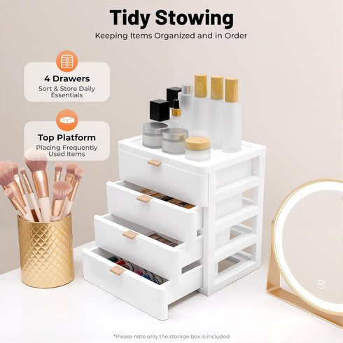 YUASDUU 4-Tier Desk Organizer with Drawers, Assemble Desktop File Organizer Desk Drawer Organizer Plastic Stationary