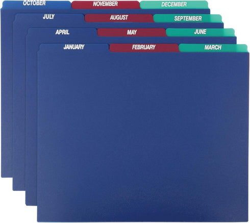 Pendaflex Top Tab File Guides, Monthly/Jan-Dec, 1/3 Tab, Polypropylene, Letter, Set of 12