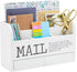 Juvale White Mail Organizer for Desktop, 3-Tier Wooden Sorter with Drawer for Files