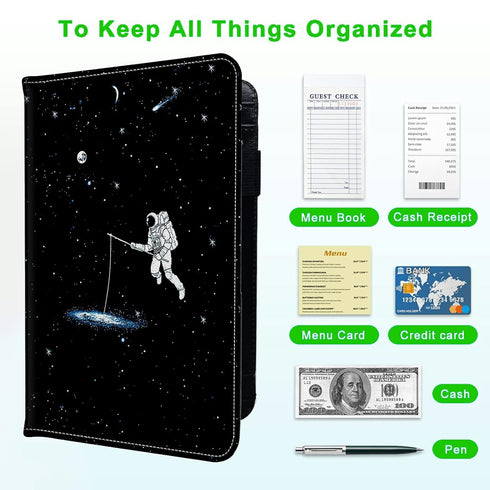 JANENFNA 7 Server Books for Waitress, with Large Pockets, Waiter Serving Book, Waitstaff Server Order Pads, Cute PU