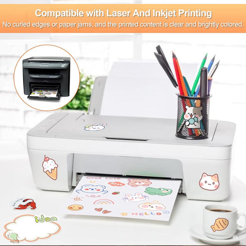 Printable Sticker Paper for Inkjet Printer, 40 Sheets, 8.5"x11” Matte Sticker Printer Paper Full Sheet Labels