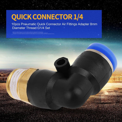10pcs Pneumatic Elbow Quick Connector - Air Fittings Adapter Push to Connect Tube Fitting 8mm Diameter
