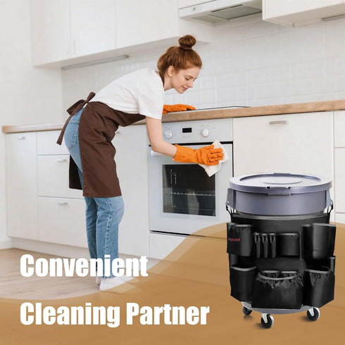 1680D 32-55 Hongmed Trash Can Caddy Bag: Fabric Heavy-Duty Cleaning Caddy with Adjustable Buckle fits gal Trash Can