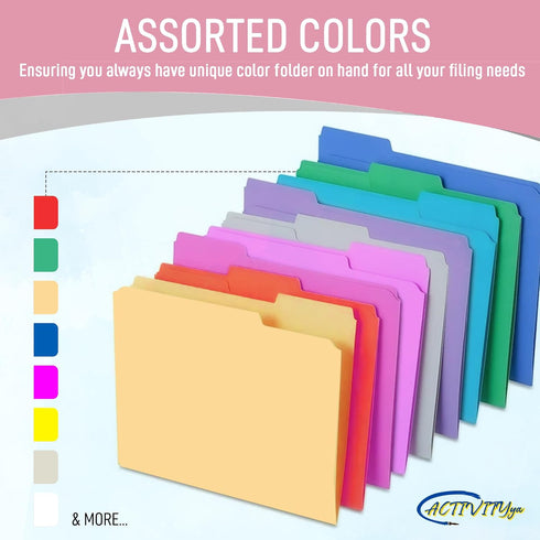 Pink File Folders, 1/3-Cut Tabs, Letter Size, 12-Pack, Durable Office Filing Folders for Documents and Papers