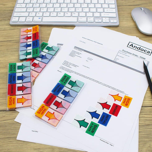 Message Flags Assorted Colors, "Sign Here"/"Notarize"/"Initial Here", 800 Pages Total, Easy to Post