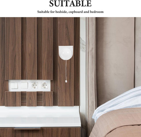 2pcs Closet, DOITOOL Battery Operated Led Night Light Pull Cord Wireless Hand-Pull Lamp for Bedroom Cabinet Bedside