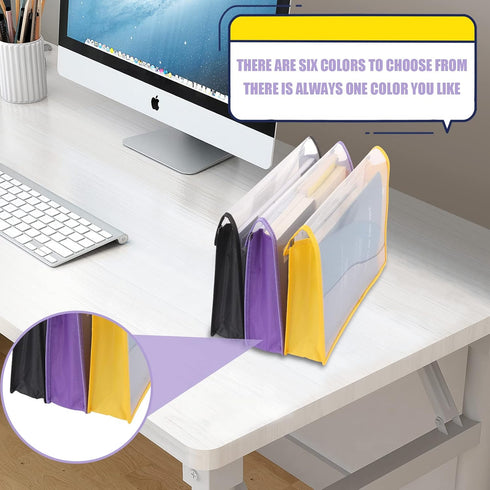 Plastic File Folders, 6 Pack Expanding Document Folder, Waterproof Plastic Envelope Folders, Large Transparent Pouch