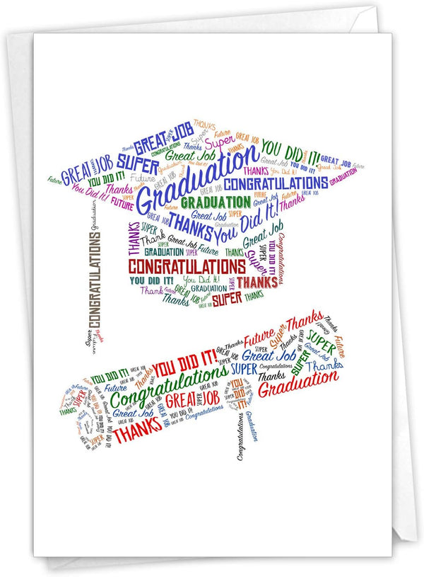 The Best Card Company Graduation Greeting Card with Envelope, Congratulations Graduate Notecard for School, College