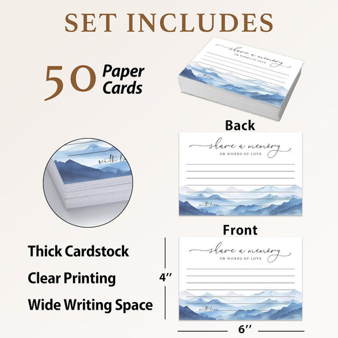 Set 50 -A05 Share A Memory Cards for Celebration Of Life - of Memorial Cards for Weddings, Anniversaries, Memorials