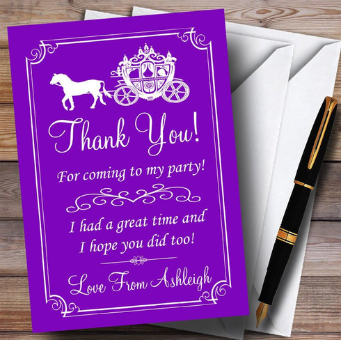 The Card Zoo Purple Horse Carriage Princess Party Thank You Cards