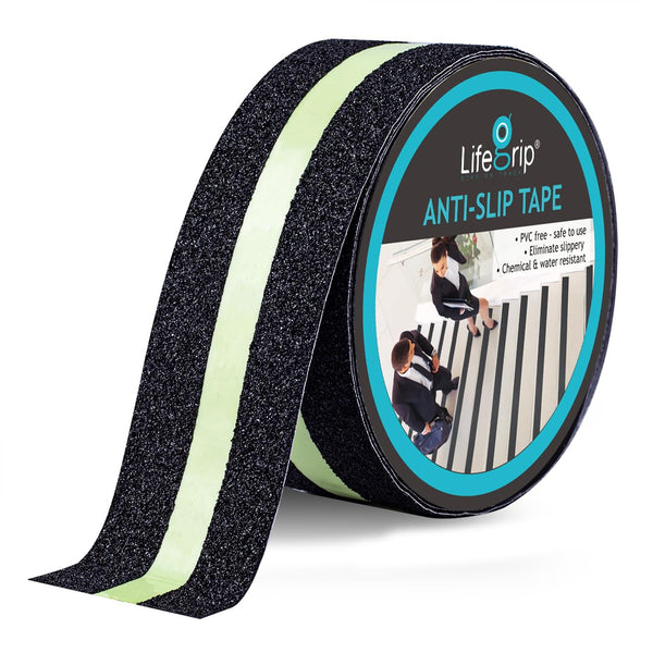 LifeGrip Anti Slip Traction Tape, 2 Inch x 15 Feet, Glow in Dark Green Stripe, Best Grip Tape