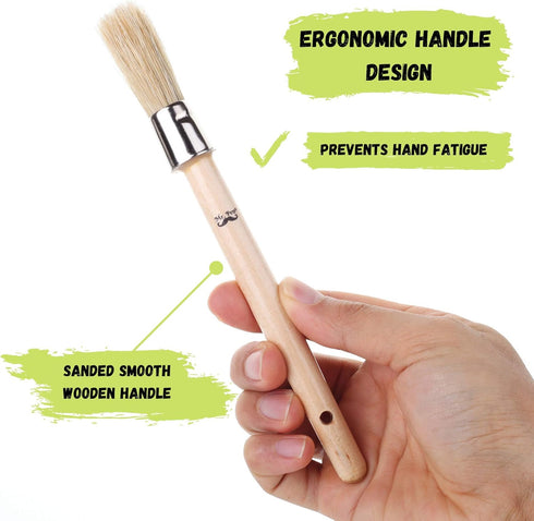 Mr. Pen Chalk Paint Brush, 0.7 Inch Round Wax Brush, Chalk Paint Brushes for Furniture, Wax Brush Set