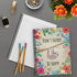 Softcover Be Happy 8.5" x 11" Funny Sloth Spiral Notebook/Journal, 120 Wide Ruled Pages, Durable Gloss Laminated Cover,