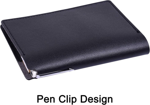 Wisdompro 2 Pack Journal Cover, PU Leather Notebook Cover for 3.5" x 5.5" Pocket Notebooks - Black