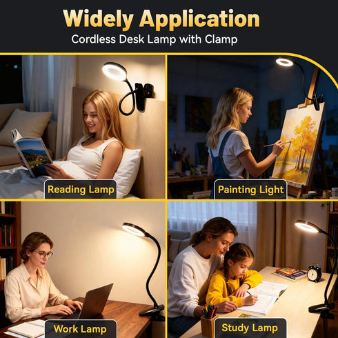 Blakapoo 5 5 Clip on Reading Light for Bed Headboard, Rechargeable Battery with Large Clamp, Colors & Brightness