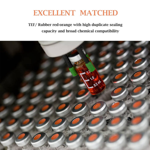 2 ML Autosampler Vial - Amber 11 mm Wide Opening Crimp Top Vial, GC Vial with Graduation, 100pcs Aluminum Silver Seals