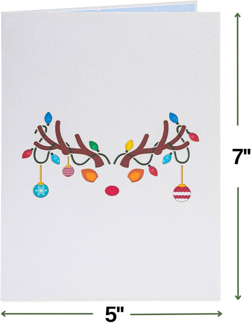 Paper Love 3D Reindeer Pop Up Christmas Card, Gift for Christmas or Holidays, 5" x 7" Cover with Envelope and Removable