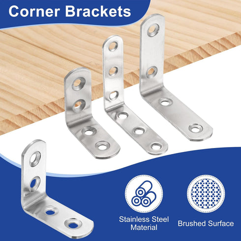 12pcs 1.8" 1.8" 0.8" 90 48 HARFINGTON L-Shaped Corner Bracket x x Stainless Steel Degree Angle Brace Joint Right Corner