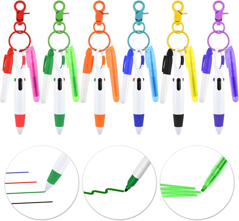 WXJ13 24 Pieces Mini Highlighter Nurse Pen Pack, 6 Tip Highlighter, 6 Retractable Ball Pen, 6 Permanent Marker,