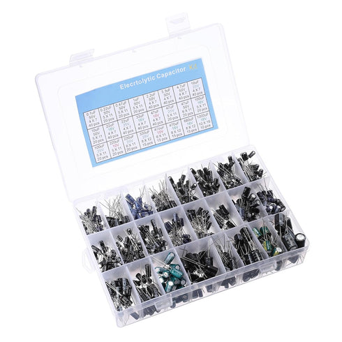 PATIKIL 24 Values Aluminum Electrolytic Capacitor Assortment Kit, 600 Pcs 0.1uF to 1000uF Low Impedance Capacitors with