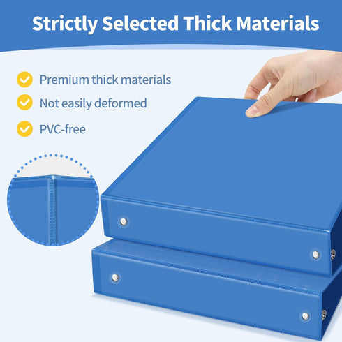 SUNEE 3 Ring Binder 1.5 Inch, Clear View PVC-Free Binder for School or Office Supplies, Blue