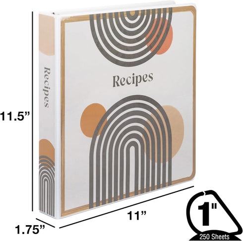 Samsill Recipe Binder Full Page 8.5 x 11 Kit, 1 Inch D-Ring, Mid Century Design by Samsill