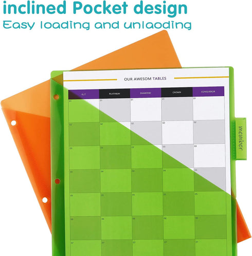 Multicolor Plastic Binder Dividers with One Front Pocket, Tab Binder Divider for 3 Ring Binder, 10 Pack