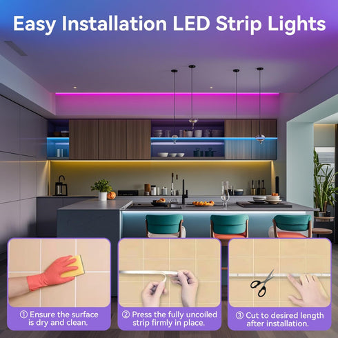 50ft CHARKEE LED Lights USB-Powered, RGB Strip Lighting for Bedroom/TV Backlight/Gaming Lighting, Color Changing
