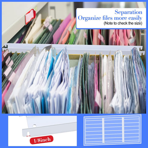 Patelai 12 Pcs Filing Front to Back Rails, Stainless Steel White File Cabinet Inserts for Letter Size Folders