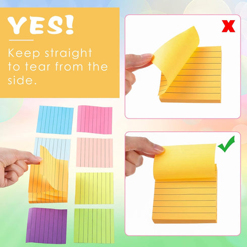 Pop Up Sticky Note Pads with Lined Sticky Notes, 800 Sheets Self Stick Cute Notes, Easy to Post and Clean Removal