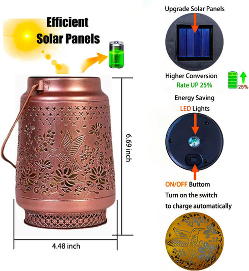 UDouliuy Hummingbird Hummingbird Solar Lantern Hanging Solar Lights for Outside Garden Decor Birthday Gifts for Grandma