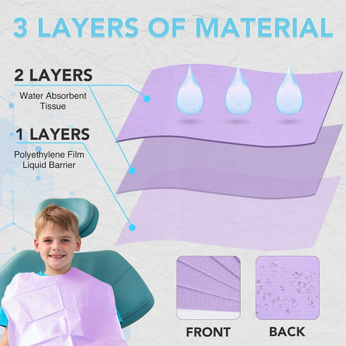 160 Pack 13"x18"3-Ply Disposable Dental Bibs Waterproof Tattoo Bibs Sheet for Nail SalonDental ClinicFeedingTattoo Shop