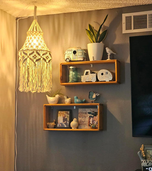 Boho Plug in Pendant Light Macrame Lamp Shade, Hanging Lamp with Plug in Cord,On/Off Switch,Bohemian Hanging Light