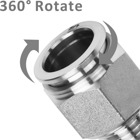 Push to Connect Fitting - 304 Stainless Steel Male Straight 1/2" Tube OD x 1/4" NPT
