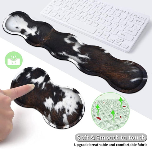 Gaming Mouse Pad XXL Large Desk, Cute Black Cowhide Extended Mousepad with Memory Foam Wrist Rest