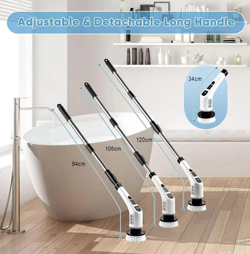 Generic 7-in-1 2 7 Electric Spin Scrubber with Long Extension Handle, Cordless Cleaning Brush with Speeds, Power