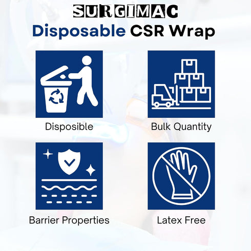 (100, 20 20") SurgiMac Blue Sterilization Wrap Tear Proof Fabric Disposable CSR Wrap Single Layer Cellulose EO Gas