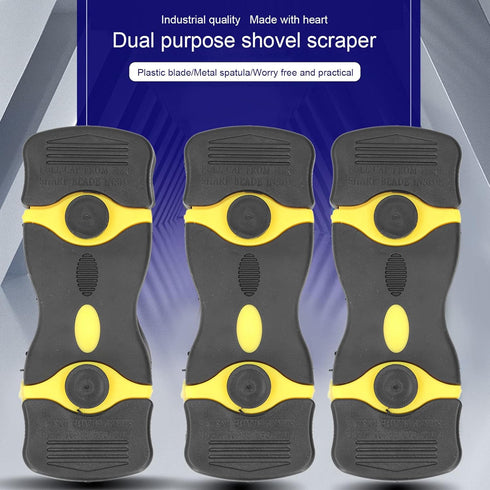 2 in 1 Scraper Tool, Ergonomic Handle ABS Metal Plastic Blades Razor Scrapers 2Pcs for Boat (Black+Yellow)