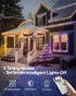 66Ft 200LED 1800mAh 19 IP67 ICRGB Solar Rope Lights Outdoor, Christmas String Lights with Remote, Type C, Modes