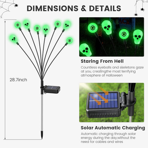 FENSAN Lights,2PACKS 16LED,IP65 Solar Halloween Lights Outdoor,Halloween Decorations Outdoor, Scary Eyeball Waterproof