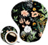 Ergonomic Mouse Pad with Wrist Support, Black Floral Cute Design, Non-Slip PU Base for Home Office Working & Pain Relief