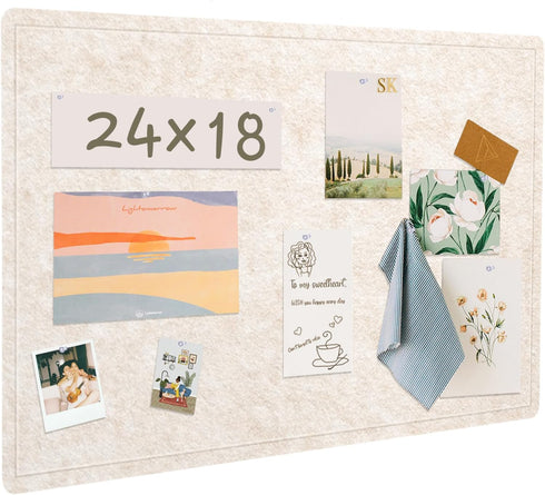 Large Bulletin Board, 24 x 18 inches Felt Decorative Pin Board, Cork Board Alternative with 20 Pushpins - Oatmeal