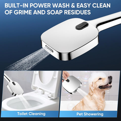 ENRUNEST Handheld,8 Nozzles,Built-in Pets,59 304 High Pressure Shower Head with Modes,Heat-Resistant Premium ABS
