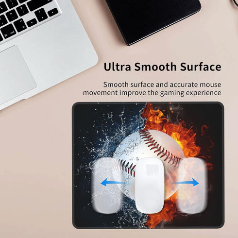 Baseball Mouse Pad for Boys Men, Cool Sports-Themed Non-Slip Rubber Base Gaming Mousepad